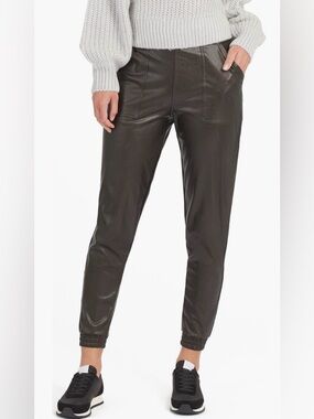 Spanx. Faux Leather Joggers. Black. Size Small.